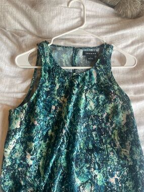 Teal Marble Print Sleeveless summer dress